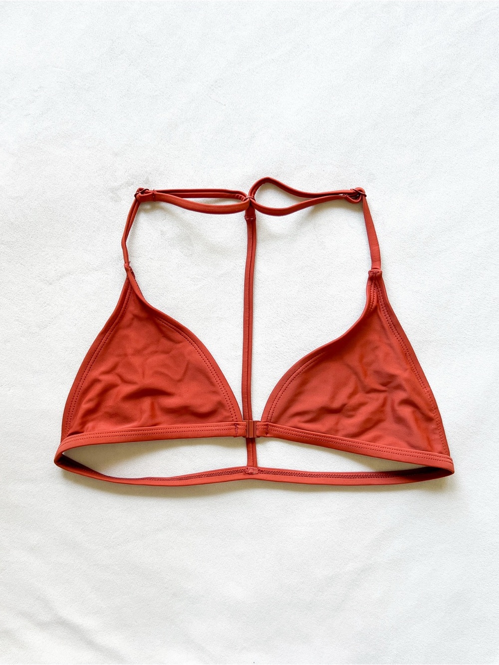 Anemone Rust Red Triangle T-Back Bikini Top - Small